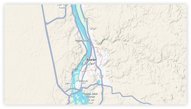 خريطة لمنطقة أسوان